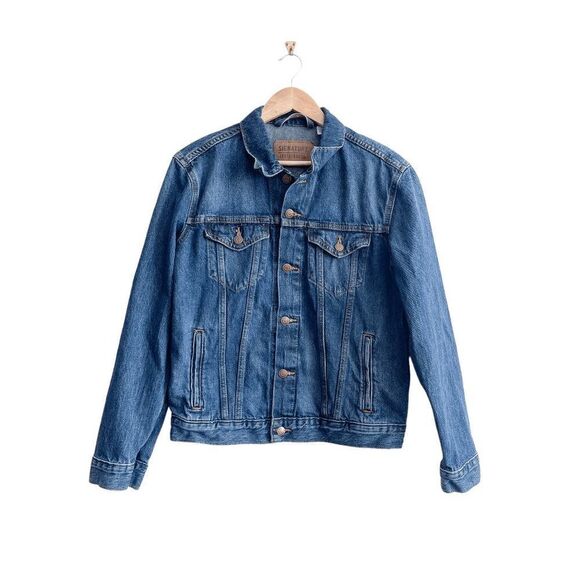 Signature Levi Strauss & Co. Men's Jean Jacket Cotton Button Up Denim Blue Small - Picture 1 of 7